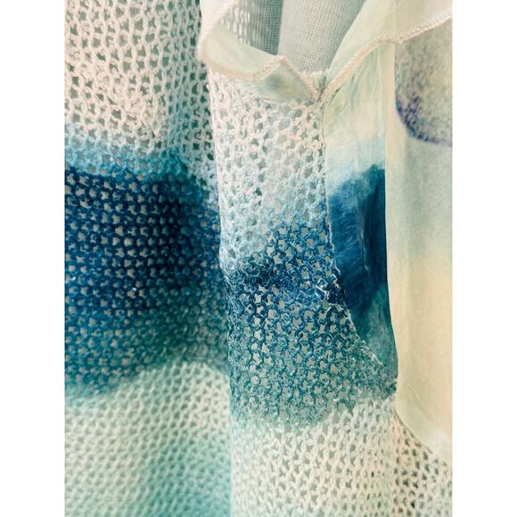 Style & Co Women's Teal Floral Blouse Sheer Front Netting Back Tank Top Size XXL - Picture 9 of 10